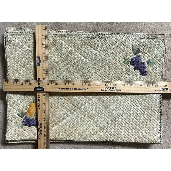 Set of 8 Placemat's Indoor Outdoor Use Hand Woven Natural Grasses & Embroidery - Picture 9 of 9